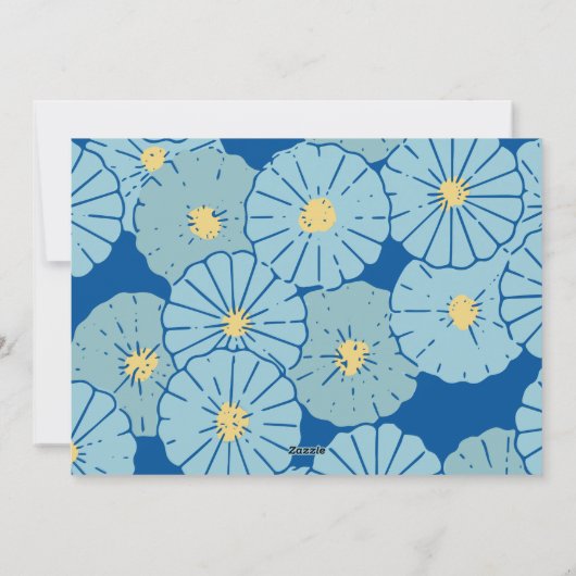 Aangepaste foto van blauw Japans Floral Patroon Feestdagenkaart (Achterkant)