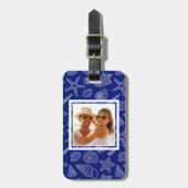 Aangepaste foto van Bright Blue Shell Pattern 2 Bagagelabel (Voorkant verticaal)