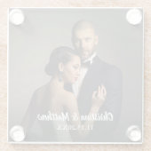 Aangepaste foto van bruid en bruidegom glazen onderzetter (Achterkant)