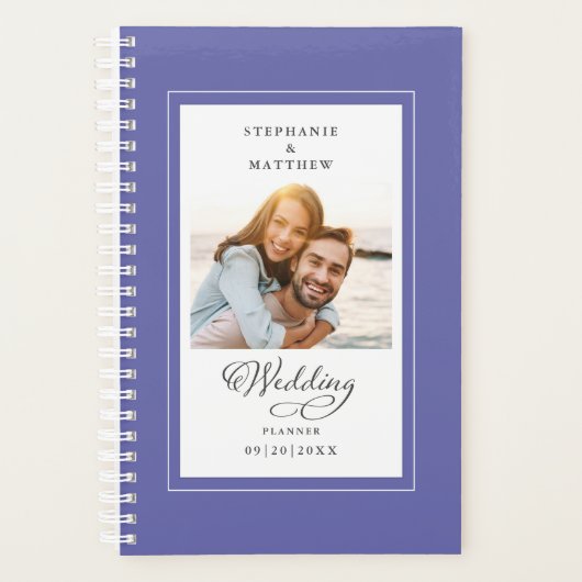 Aangepaste foto van bruiloft Perwinkle Elegant Scr Planner (Voorkant)