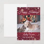 Aangepaste foto van Burgundy Happy Holiday Notitiekaartje (Voorkant / Achterkant)