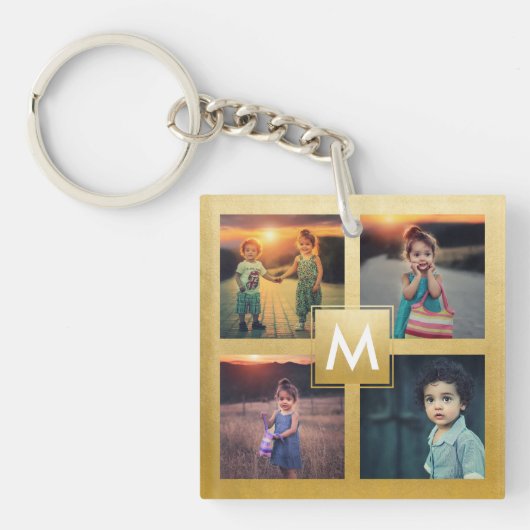 Aangepaste foto van Collage Gold Monogram Keepomwi Sleutelhanger (voorkant)