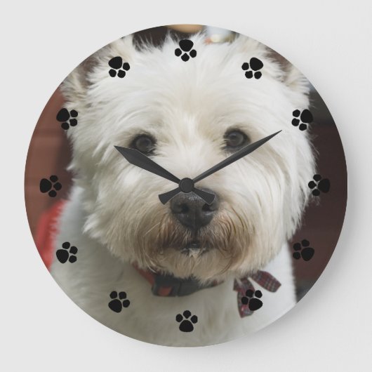 Aangepaste foto van Cute Custom Pet Grote Klok (Voorkant)