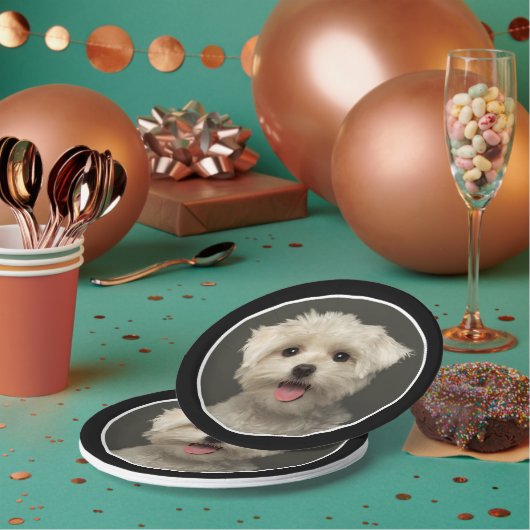 Aangepaste foto van Cute Pet Birthday Papieren Bordje (Multi)