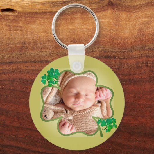 Aangepaste foto van de 4Leaf Shamrock van Patrick Sleutelhanger (Voorkant)