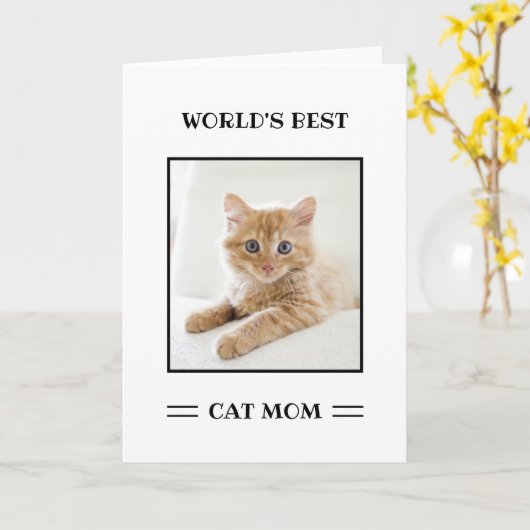 Aangepaste foto van de beste kattenmoeder ter were kaart (Gele Bloem)