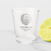 Aangepaste foto van de bruidegom als bruiloftsfees shot glas (Achterkant)