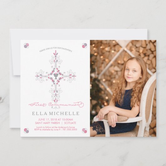 Aangepaste foto van de eerste Heilige Communie van Kaart (Voorkant)