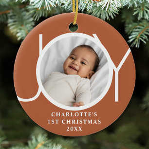 Aangepaste foto van de eerste kerst van de baby me keramisch ornament