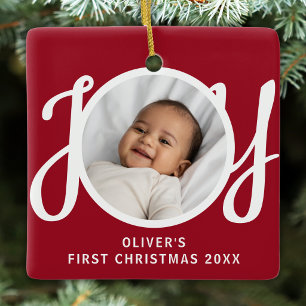 Aangepaste foto van de eerste kerst van een babyjo keramisch ornament
