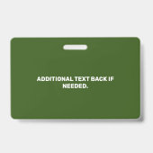 Aangepaste foto van de groene witte Dienst Dog Badge (Achterkant)
