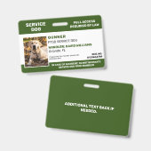 Aangepaste foto van de groene witte Dienst Dog Badge (Voor- en achterkant)