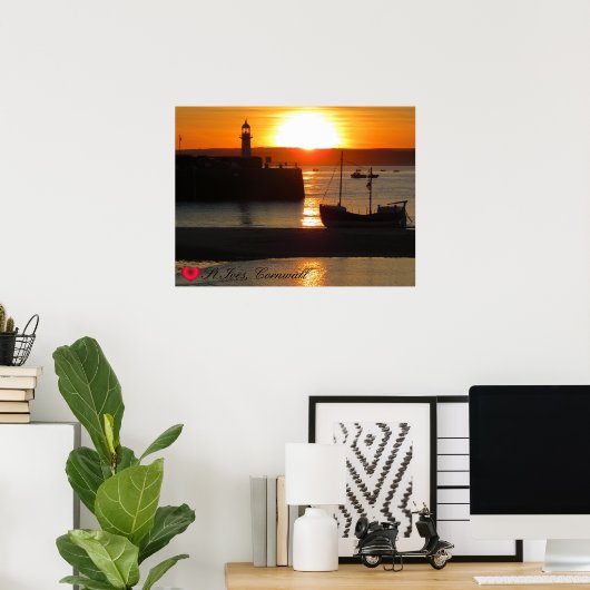 Aangepaste foto van de Harbour Harbour Sun Cornwal Poster (Thuiskantoor)