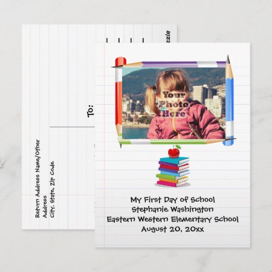 Aangepaste foto van de Kinder School voor kinderen Briefkaart (Voorkant / Achterkant)