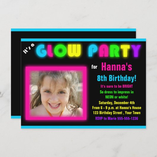 Aangepaste foto van de uitnodiging van de Birthday (Voorkant / Achterkant)