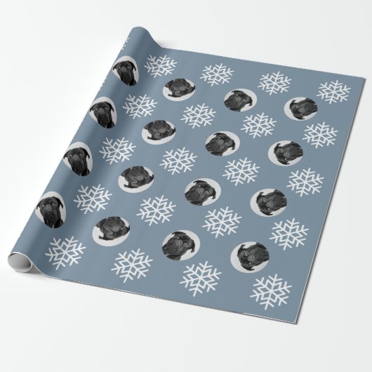 Aangepaste foto van Dog Aangepaste snowflake kerst Cadeaupapier (Uitgerold)