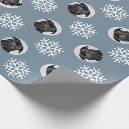 Aangepaste foto van Dog Aangepaste snowflake kerst Cadeaupapier (Hoek)