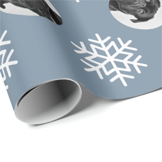 Aangepaste foto van Dog Aangepaste snowflake kerst Cadeaupapier (Rol Hoek)