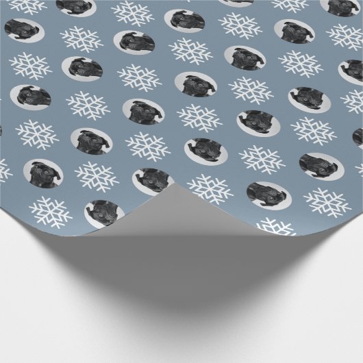 Aangepaste foto van Dog Pet Aangepaste Snowflake-f Cadeaupapier (Hoek)