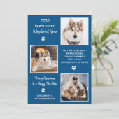 Aangepaste foto van Dog Pet in Review Kerstmis Feestdagenkaart (Staand voorkant)
