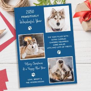 Aangepaste foto van Dog Pet in Review Kerstmis Feestdagenkaart