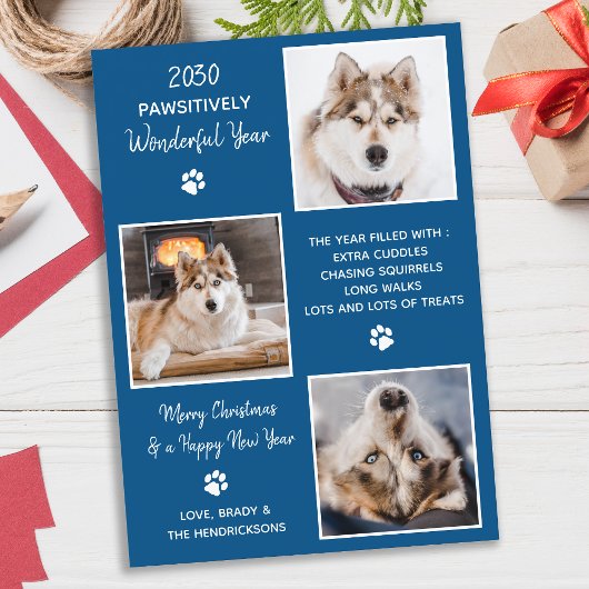 Aangepaste foto van Dog Pet in Review Kerstmis Feestdagenkaart
