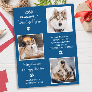 Aangepaste foto van Dog Pet Jaar in Review kerstmi Briefkaart