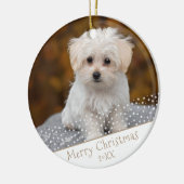 Aangepaste foto van Dog Pet met kerstfeestdag Keramisch Ornament (Links)