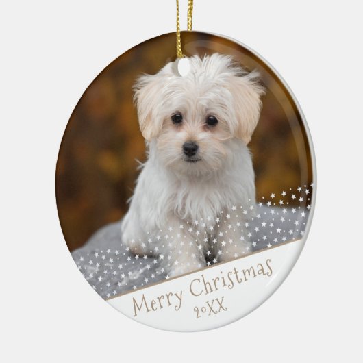 Aangepaste foto van Dog Pet met kerstfeestdag Keramisch Ornament (Links)