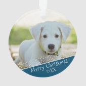 Aangepaste foto van Dog Pet met kerstfeestdag Ornament (achterkant)