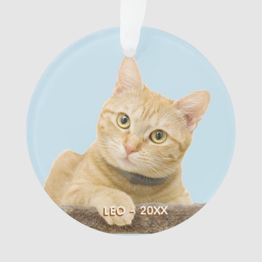 Aangepaste foto van een kat op een kerstboom ornament (voorkant)