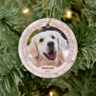Aangepaste foto van een knuffel puppy op stijlvol  keramisch ornament
