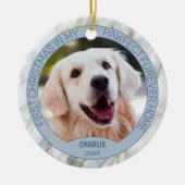 Aangepaste foto van een knuffelbare puppy op chic keramisch ornament (Voorkant)