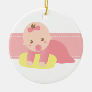 Aangepaste foto van een schattig babymeisje dat kr keramisch ornament