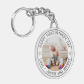 Aangepaste foto van eerste Vaderdag pa Son Daughte Sleutelhanger (Voorkant Links)