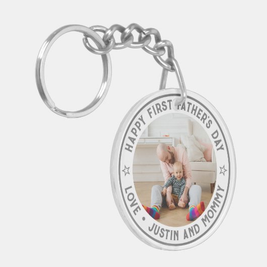 Aangepaste foto van eerste Vaderdag pa Son Daughte Sleutelhanger (Voorkant Links)