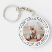 Aangepaste foto van eerste Vaderdag pa Son Daughte Sleutelhanger (Voorkant)