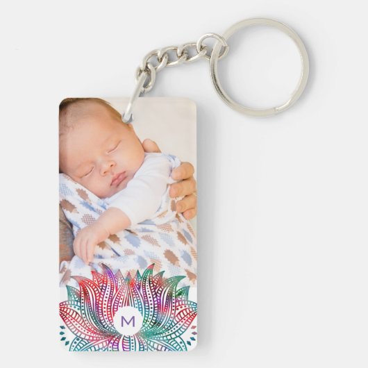 Aangepaste foto van Elegant Lotus Flower  Sleutelhanger (achterkant)