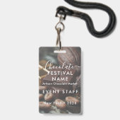 Aangepaste foto van evenementpersoneel op chocolad badge (Voorzijde met lanyard)