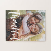 Aangepaste foto van familie met dankbare Thanksgiv Legpuzzel (Horizontaal)