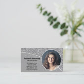 Aangepaste foto van Faux Silver Glitter QR-code op Visitekaartje (Staand voorkant)