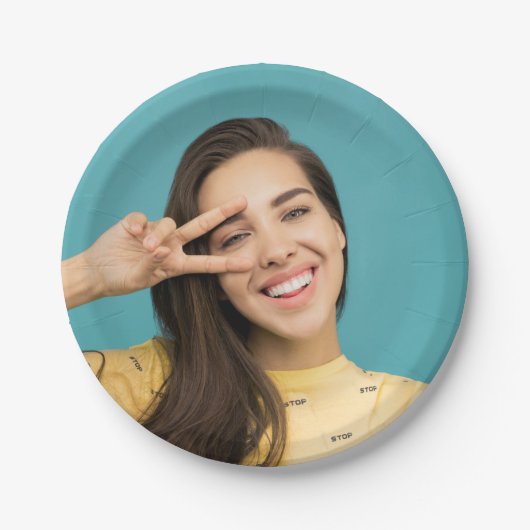 Aangepaste foto van Fun Persoonlijk gezicht Papieren Bordje (Voorkant)