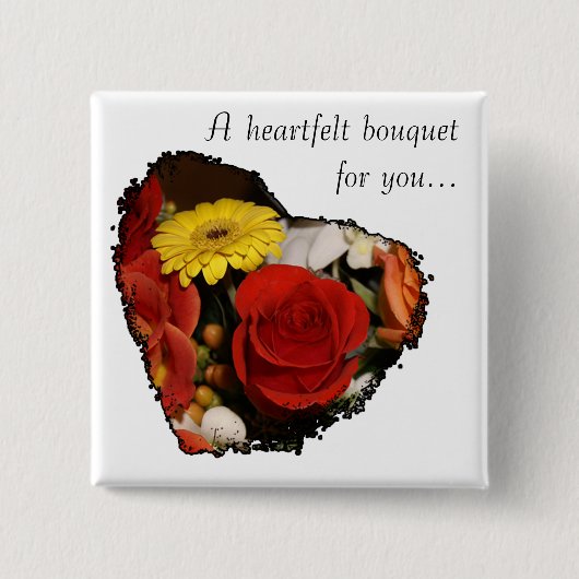Aangepaste foto van geagged Edge Heart Bouquet Vierkante Button 5,1 Cm (Voorkant)