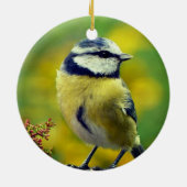 Aangepaste foto van geelborstblauwe chat keramisch ornament (Achterkant)