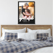 Aangepaste foto van Grateful Black en White Script Canvas Afdruk (Insitu (Slaapkamer))
