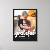 Aangepaste foto van Grateful Black en White Script Canvas Afdruk (Voorkant)
