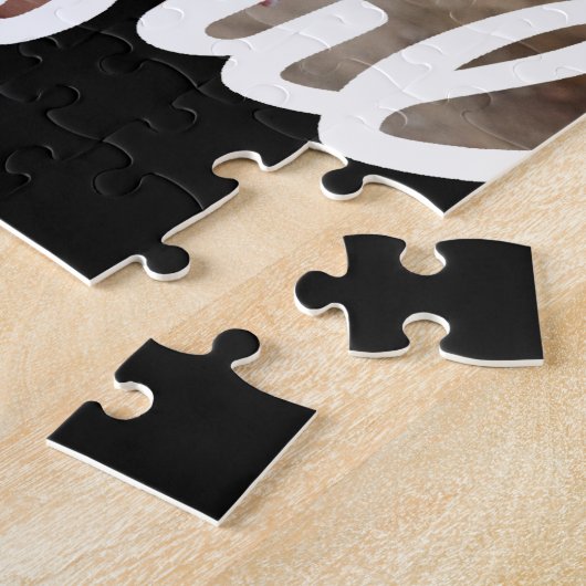 Aangepaste foto van Grateful Black en White Script Legpuzzel (Zijkant)