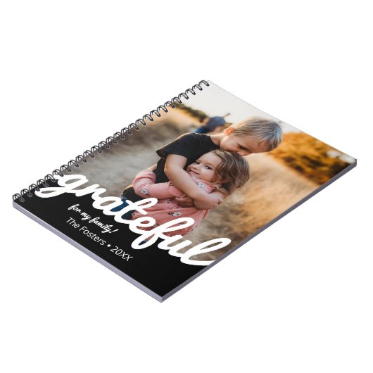 Aangepaste foto van Grateful Black en White Script Notitieboek (Linkerzijde)