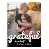 Aangepaste foto van Grateful Black en White Script Notitieboek (Voorkant)