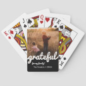 Aangepaste foto van Grateful Black en White Script Pokerkaarten (Achterkant)